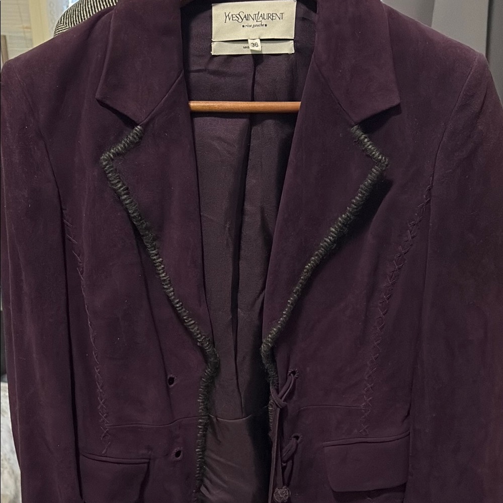 Yves Saint Laurent Deep Purple Jacket with Black Trim